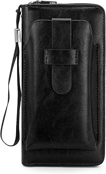 Men's Wallet, Leather Minimalist Card Holder Wallet with Zipper Large Capacity Bifold Wallet Card Case with Multi Card Slots (Black) - Amazon.ae Price Tracker