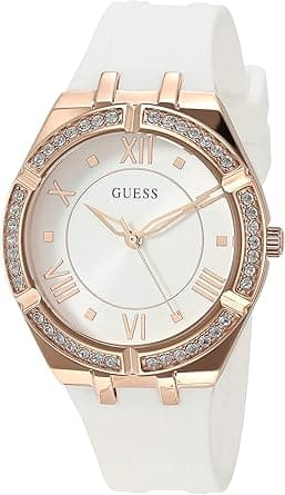 GUESS Blue + Rose Gold-Tone Crystal Silicone Watch - Amazon.ae Price Tracker