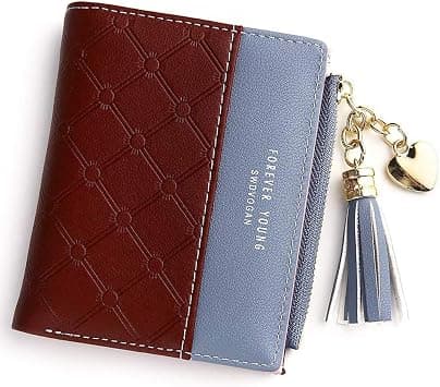 Wallet for Women Leather Short Wallet Bifold, RFID Blocking Wallet Credit Card Holder Organizer with Zipper Pocket Mini Lady Purse (Wine Red) - Amazon.ae Price Tracker