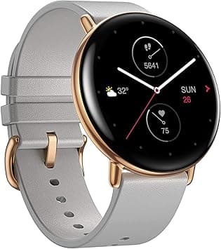 Zepp E Circle Smart Watch Health And Fitness Tacker With Heart Rate, Spo2 And Rem Sleep Monitoring, Stainless Steel Body, Leather Band, Moon Gray - Amazon.ae Price Tracker