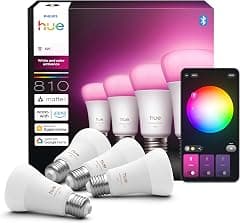 Philips Hue Smart LED A60 Bulb, White and Color Ambiance, E27 Base, 6W, Full Spectrum Light 1000K-20000K, 810 Lumens, Dimmable, Works with Alexa, Google Assistant, and Apple Home, 4 Pack | Philips Hue - Amazon.ae Price Tracker