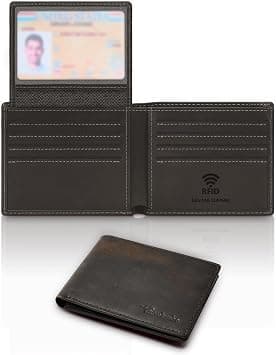 Travelambo Genuine Leather Mens Wallet Handmade Bifold Stylish Rfid Wallet for Men - with 2 ID Windows - with Gift Box/Men's Accessories - Amazon.ae Price Tracker