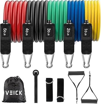 VEICK Resistance Bands Set,Workout Bands,Exercise Bands,5 Tube Fitness Bands with Door Anchor,Handles,Portable Bag,Legs Ankle Straps for Muscle Training, Physical Therapy, Shape Body,Home Workouts - Amazon.ae Price Tracker