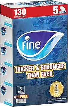 Fine Facial Tissue Boxes, 5 Packs of 130 Sheets x 2 Ply - Amazon.ae Price Tracker