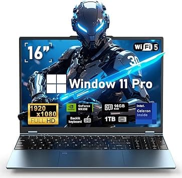Gaming Laptop,Laptop Computer 2025,Win 11 Pro 16 Inch Lap Top,16GB RAM 1TB SSD PC,MX350 Graphics,N95 4C/4T Processor(up to 3.4Ghz),Backlit Keyboard,16”FHD 1920 * 1200 Display,WiFi 5,BT4.0 - Amazon.ae Price Tracker