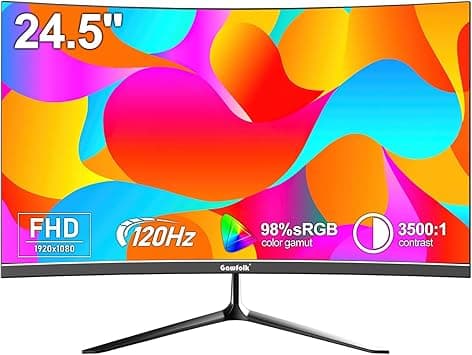 Gawfolk 24.5" inch Monitor FHD 120Hz Curved 3000R Computer Display Screen 1080P(1920x1080) 98% sRGB Flicker-Free Suitable for home, office and surveillance Built-in speaker - Amazon.ae Price Tracker
