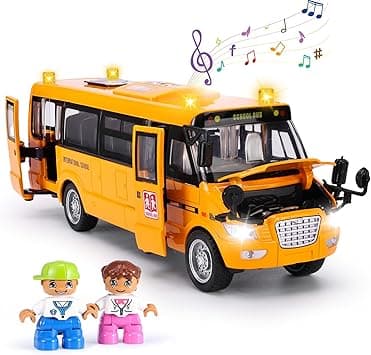 School Bus Toy, Die Cast Model Car with Flashing Lights & Sounds, Friction Powered, Back & Side Doors Open, Large Yellow Metal Toy Vehicles, Play Bus Easter Gift for Kids Toddlers Ages 3+ - Amazon.ae Price Tracker