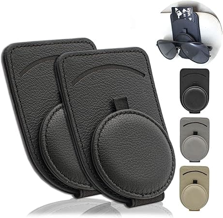 Sunglass Holder for Car Visor, Magnet Adsorbed Sunglasses Holder for Car Accessories Parts, Leather Car Sunglass Holder, Car Visor Sunglasses Clip for Glasses Cards (2PCS, Black) - Amazon.ae Price Tracker