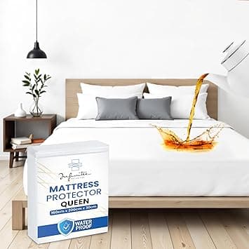 Infinitee Xclusives 100% Waterproof Mattress Protector – Queen Size 160 cm x 200 cm - 100% Cotton Terry Top - Ultra-Soft – 30 cm Deep Pockets, Fitted Mattress Cover - Amazon.ae Price Tracker
