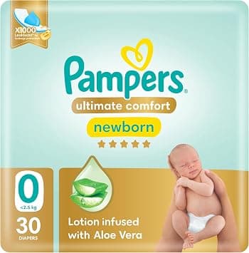 Pampers Ultimate Comfort Taped Diapers, Size 0, <2.5kg, Lotion infused with Aloe Vera, x1000 Leak Locks Technology for Leakage Protection, Carry Pack, 30 Count - Amazon.ae Price Tracker