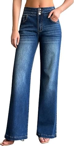roswear Women's Wide Leg Jeans Casual High Waisted Stretch Baggy Loose Denim Pants - Amazon.ae Price Tracker