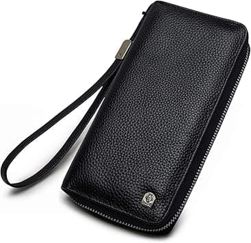 LAORENTOU Men's Genuine Leather Wallet for Checkbook Credit Cards Vintage Long Bifold Wallet Clutch Purses for Men (Black), 01 Black, One_Size, Clutch Wallet - Amazon.ae Price Tracker