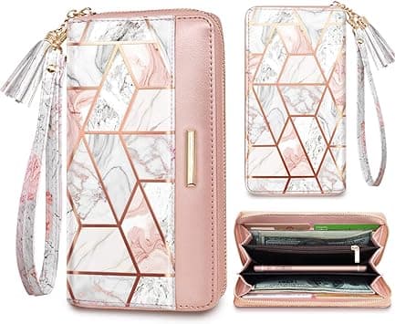 Women Wallets Multi Card Case Wallet Clutch Wallet Card Holder Organizer Ladies Purse Floral Tassel Wrist strap Purse,Gold Marble - Amazon.ae Price Tracker