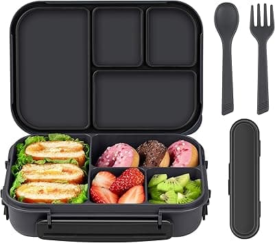 Amathley Lunch Box Kids,Bento Box Adult Lunch Box,Leakproof Lunch Containers for Adults/Kids/Toddler,1200ML-4 Compartments bento Lunch box with Utensil,Microwave & Dishwasher (Dark Gray) - Amazon.ae Price Tracker