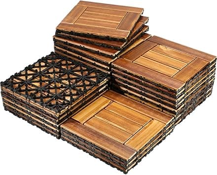 Gluckluz Wooden Decking Tiles Interlocking Floor Tiles Waterproof Hardwood Deck Tiles with Snap & Plastic Base for Home Office Outdoor Patio Garden Balcony Backyard Porch Yard Swimming Pool (10 Pack) - Amazon.ae Price Tracker