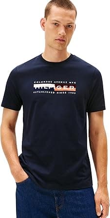 Tommy Hilfiger mens Th Colour Block Graphic Tee Mw0mw40014 S/S T-Shirt - Amazon.ae Price Tracker