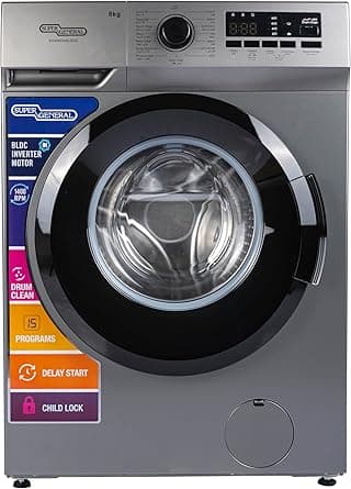Super General 8 Kg Front Load Washing Machine SGW8250NLEDS, Inverter Motor, 1400 RPM, 15 Programs, Energy Saving, LED Display, 85x47.5x59.5 cm (WxDxH), Silver, 10 Year Motor Warranty - Amazon.ae Price Tracker