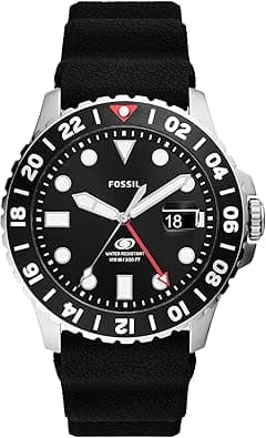Fossil Men's Blue GMT Stainless Steel and Silicone Dual Time Watch, Color: Black Silicone (Model: FS6036) - Amazon.ae Price Tracker