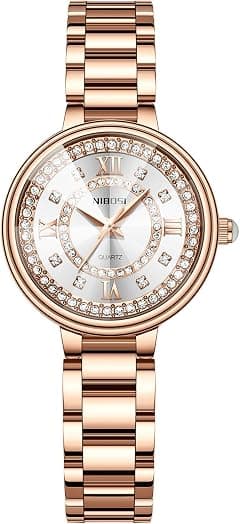 NIBOSI Women's Watches Analog Quartz Ladies Wrist Watch Dainty Rose Gold Minimalist Vintage Luxury Diamond Stainless Steel Strap Watches for Women - Amazon.ae Price Tracker