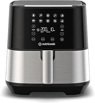 Nutricook Air Fryer 2, 1700 Watts, Digital Control Panel Display, 10 Preset Programs With Built-In Preheat Function, 5.5 Liters, Brush Stainless Steel/Black, 2 Years Warranty, Af205 - Amazon.ae Price Tracker
