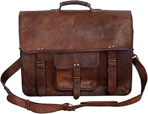 KPL 18 INCH Leather Briefcase Laptop Messenger Bag Satchel Office computer bag for men - Amazon.ae Price Tracker