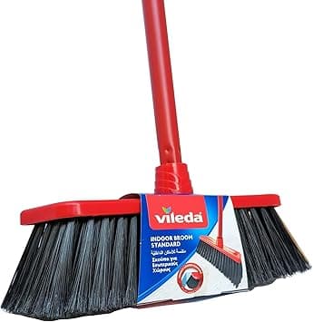 Vileda Standard Indoor Floor Broom with Stick, All Types Of Floors, Perfect Corner Cleaning, Lightweight, Red & Black, 30 x 5 x 140 Cm - Amazon.ae Price Tracker