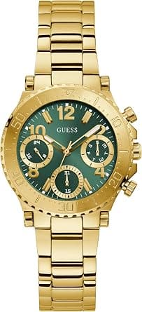 GUESS US Women's Gold-Tone and Green Multifunction Watch - Amazon.ae Price Tracker