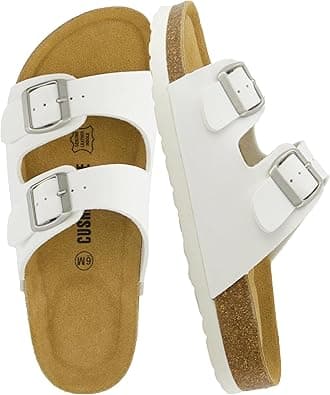 CUSHIONAIRE Lane Cork Footbed Sandals for Women – Comfortable Double Buckle Slip-On with Genuine Suede Footbed & Arch Support Slides for Women Footwear - Amazon.ae Price Tracker