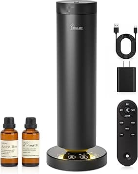 Scent Diffuser Machine,1500 Sq Ft,Ring Ambient Light,Rechargeable Wireless, Aluminum,Remote Control&Touch Buttons,Adjustable Fragrance Intensity&Timer,Waterless Diffuser - Black - Amazon.ae Price Tracker