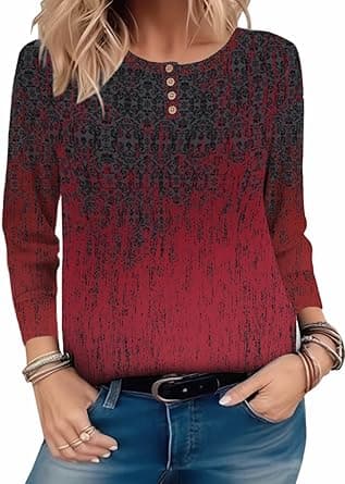 Zeagoo Long Sleeve Shirts for Women Henley T Shirts Loose Fit Tunics Dressy Casual Work Blouses Fall Fashion Tops - Amazon.ae Price Tracker