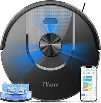 Tikom Robot Vacuum and Mop Combo, 6000Pa Automatic Robotic Vacuum Cleaner, Smart Mapping, 150 Min Max, Ideal for Pet Hair, Hardfloors, Carpets, Home(L8000 Pro) - Amazon.ae Price Tracker