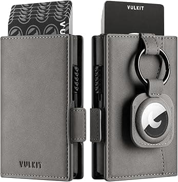 VULKIT Card Holder Wallet with Airtag Holder & ID Window Pop Up Slim Leather Wallet RFID Blocking Magnetic Closure for Credit Cards and Cash Grey - Amazon.ae Price Tracker