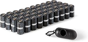 Amazon Basics Dog Poop Bags With Dispenser and Leash Clip, Unscented, Standard, 600 Count, 40 Pack of 15, Black, 33 x 22.8 centimeters - Amazon.ae Price Tracker