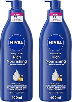NIVEA Body Lotion for Dry to Very Dry Skin, Rich Nourishing with Pure Hyaluron, 72H Intense Moisture, 2x400ml - Amazon.ae Price Tracker
