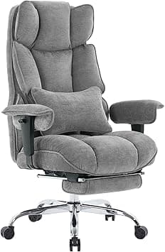 Efomao Big and Tall Office Chair, Ergonomic Executive Chair with Footrest, Fabric Computer Desk Chair with Lumbar Support, Grey Gaming Chair - Amazon.ae Price Tracker