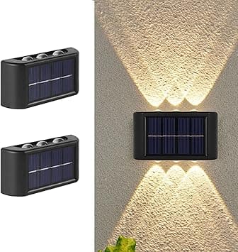ASLIDECOR 6 Led Solar Up Down Wall Lights, 2 Pack Warm White Illuminate Outdoor Wall Lamps for House,Small Exterior Light Fixture Waterproof Nordic Style Lighting Decor for Home Garden Porch - Amazon.ae Price Tracker