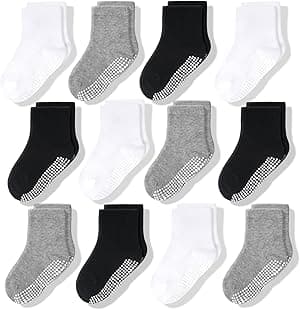 CozyWay Non Slip Toddler Socks for Kids With Grips 12 Pairs Sticky Anti Skids Boys Girls 1-9 Years - Amazon.ae Price Tracker