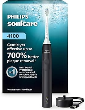 Philips Sonicare 4100 Rechargeable Electric Toothbrush, with Pressure Sensor, 2 Intensity Settings, SmarTimer and QuadPacer, 14-Day Battery Life, Black, Model HX3681/24 - Amazon.ae Price Tracker