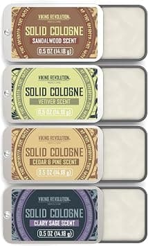 Viking Revolution - Mens Solid Colognes Men - Perfumes For Men - Men Solid Perfume with Cedar Wood, Clary Sage, Vetiver, Sandalwood - 4 Pack - 0.5 Oz / 14g Each - Amazon.ae Price Tracker