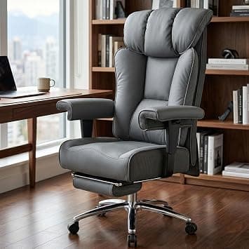 Efomao Executive Office Chair for Big and Tall (200kg Capacity) - 57cm Wide Seat & 15cm Ultra-Thick Cushion - Reclining Computer Desk Chair with Footrest, Height Adjustable Arms, Grey - Amazon.ae Price Tracker