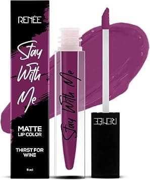 RENEE Stay With Me Matte Lipstick - Thirst For Wine l Transfer Proof, Smudge & Waterproof | Long Stay l Highly Pigmented l Velvety, Matte Finish l Enriched with Vitamin E l Travel Friendly l 5 ml - Amazon.ae Price Tracker