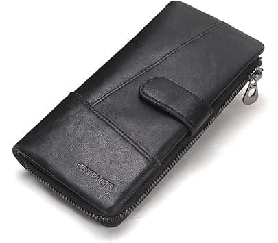 Contacts Man Genuine Leather Card Case Bifold Folder Cheque Book Organiser, black, Einheitsgröße, Vintage - Amazon.ae Price Tracker