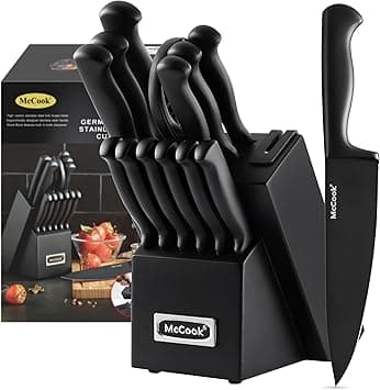 McCook® Knife Sets,German Stainless Steel Knife Block Sets with Built-in Sharpener, Black - Amazon.ae Price Tracker