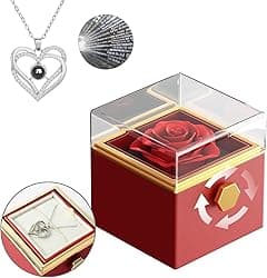 Birthday Gifts for Women, Eternal Rose with "I Love You" Necklace in 100 Languages, Eternal Rose Flowers Gift for Mum, Wife, Girlfriend, Best Friend on Mother's Day, Valentine's Day, Anniversary - Amazon.ae Price Tracker