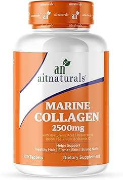 Aitnaturals Marine Collagen 2500mg (120 Tablets) | Enhanced with Hyaluronic Acid, Vitamin C, Biotin & Selenium | Supports Healthy Hair, Firmer Skin, Stronger Nails & Joints | Non-GMO, Gluten-Free - Amazon.ae Price Tracker