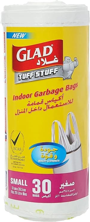 Glad Tuff Stuff Garbage Bag Small White Handle Bags Size 51 x 39.5cm 30pcs - Amazon.ae Price Tracker