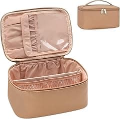 OCHEAL Makeup Bag, Portable Cosmetic Bag, Large Capacity Travel Makeup Case Organizer, Black Makeup Bags For Women Toiletry Bag for Girls Traveling With Handle and Divider - Amazon.ae Price Tracker