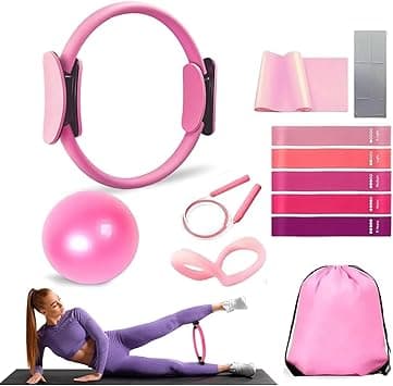 DMG Pilates Ring Circle Set, 12 PCS Yoga Fitness Set with Resistance Bands, Tension Belt, 25cm Exercise Ball, Yoga Ring, Workout at Home Workout Equipment for Women, Suitable for Legs, Arms and Thigh - Amazon.ae Price Tracker