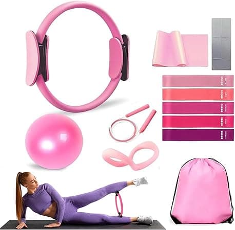 DMG Pilates Ring Circle Set, 12 PCS Yoga Fitness Set with Resistance Bands, Tension Belt, 25cm Exercise Ball, Yoga Ring, Workout at Home Workout Equipment for Women, Suitable for Legs, Arms and Thigh - Amazon.ae Price Tracker