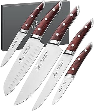 Brewin CHEFILOSOPHI Japanese Chef Knife Set 5 PCS with Elegant Red Pakkawood Handle Ergonomic Design,Professional Ultra Sharp Kitchen Knives for Cooking High Carbon Stainless Steel - Amazon.ae Price Tracker